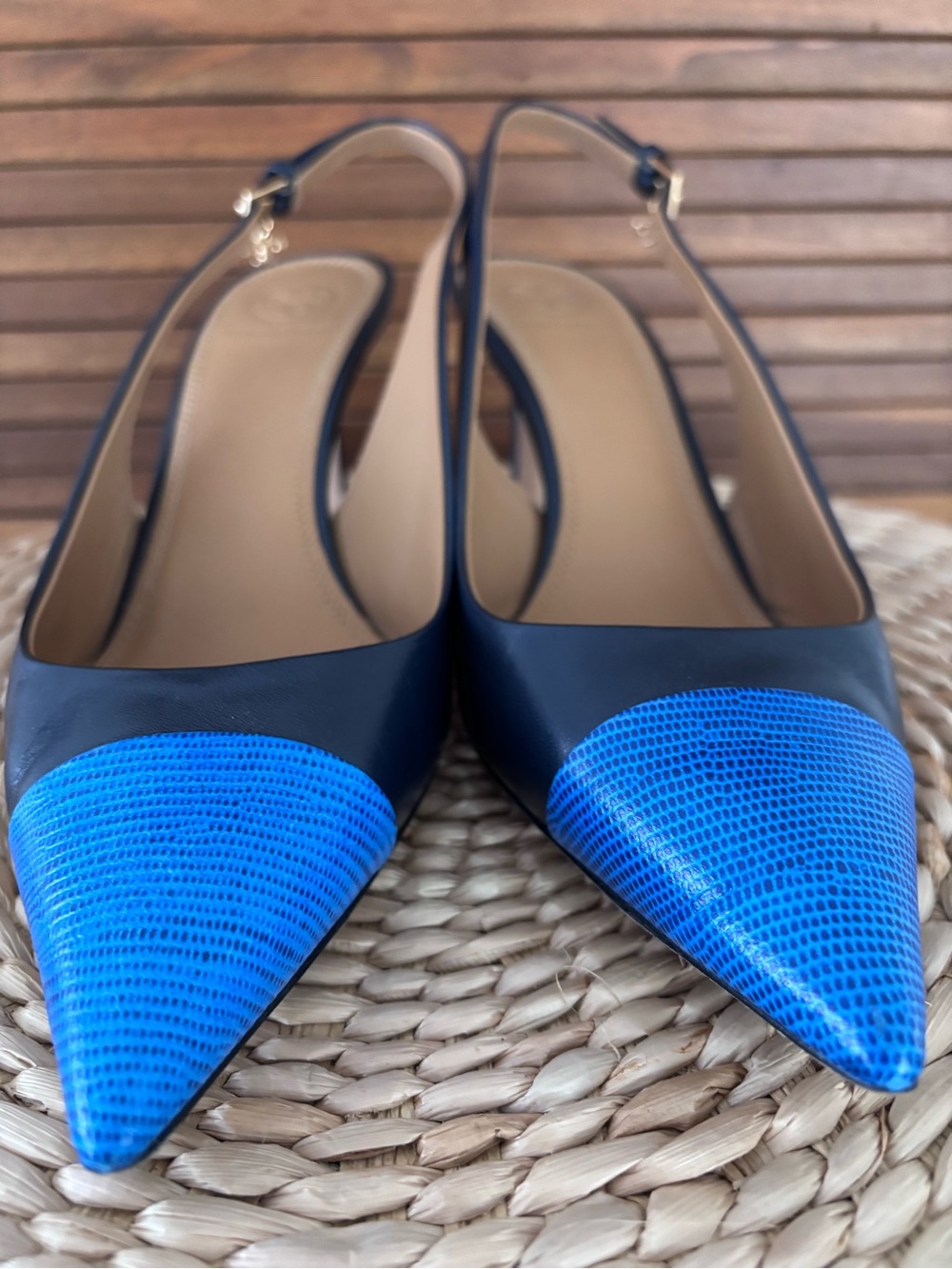 Tory Burch Calf Leather Pointed Toe Slingback Size 8 Made in Italy